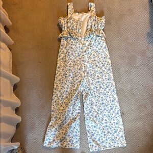 Cynthia Rowley Kids Floral Jumpsuit - Blue and Cream